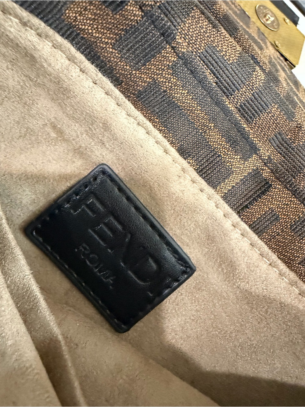 Designer-Inspired Brown Monogram Shoulder Bag with Gold Hardware - Picture 8 of 10